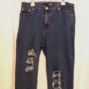 VINTAGE PJ PARKERS JEANS DARK BLUE WOMEN'S SIZE 21/22 BOOT CUT DISTRESSED